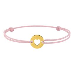 Pulsera Cordón Rosado-Metal Chapado Oro Argyor MRM (CH)13378 Placa Redonda Corazón