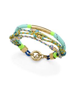 Pulsera Cuerda Náutica - Acero Dorado Viceroy Mujer 14364P01016 Cordón Verde Piedras Multicolor