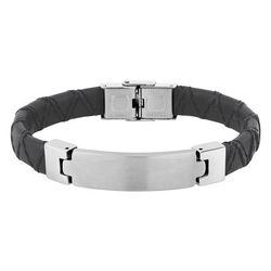Pulsera Cuero Sintético Negro - Acero Argyor MRM (AC)403A03 Placa Pulida