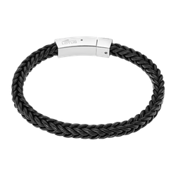 Pulsera Cuero Trenzado - Acero Hombre 21,9cm LS2386-2/1 Grabado Lotus