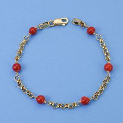 Pulsera de Oro 18kts de Comunión Coral Fino Cerdeña 17cm 14000348
