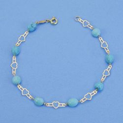 Pulseira Comunhão Turquesa 18kts Ouro - Motivos 19cm 16000287