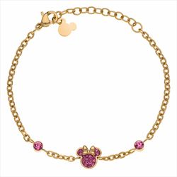 Pulsera Disney Acero Dorado ST0020B Minnie Piedras Rojas