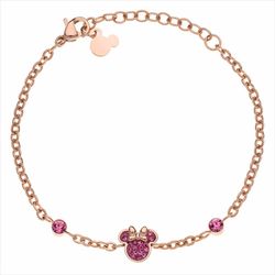 Pulsera Disney Acero Rosa ST0018B Minnie Piedras Rojas