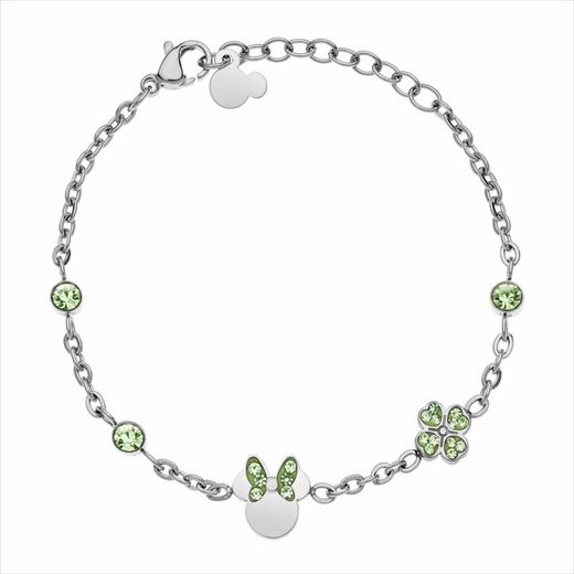 Disney Stahlarmband ST0031B Minnie Clover Green Stones