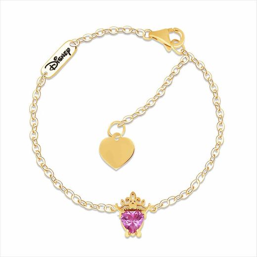Disney 18kt Gold Bracelet 18K0004B Crown Pink African Ruby