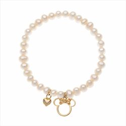 Pulsera Disney Oro 9kts 9K0003B Minnie Corazón Perlas