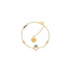 Pulsera Disney Oro Bicolor Plata 18kts 18K0001B Corazón Zafiro Rosa