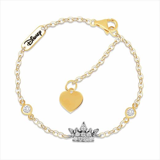 Disney Two-Tone Gold 18kt Silver Bracelet 18K0003B Crown Diamonds