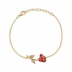 Pulseira Disney Dourado Prata AG0069B Rosa A Bela e a Fera