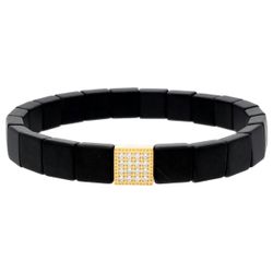 Pulsera Hematites - Acero Dorado Liska Hombre MS007-D Circonitas