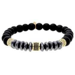 Pulsera Hematites - Acero Dorado Liska Hombre MS027-D Circonitas Negras
