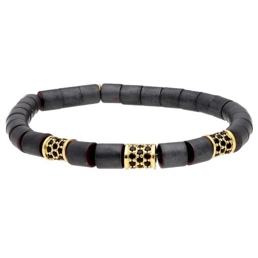 Pulsera Hematites - Acero Dorado Liska Hombre MS029-D Circonitas Negras