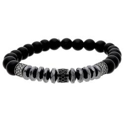 Pulsera Hematites - Acero Liska Hombre MS027-N Circonitas Negras