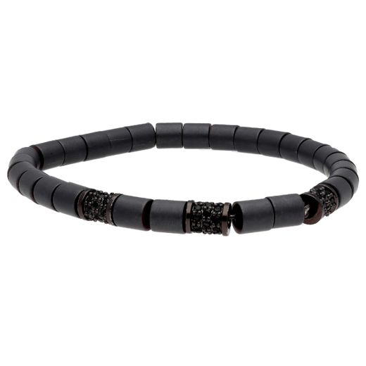 Pulsera Hematites - Acero Liska Hombre MS029-N Circonitas Negras
