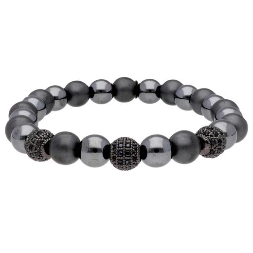 Pulsera Hematites - Acero Liska Hombre MS030 Circonitas Negras