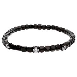 Pulsera Hematites - Acero Negro Liska Hombre MS014 Circonitas