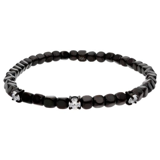 Pulsera Hematites - Acero Negro Liska Hombre MS014 Circonitas