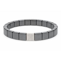 Pulsera Hematites Gris- Acero Liska Hombre MS008 Circonitas