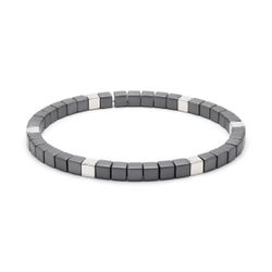 Pulsera Hematites Gris - Acero Liska Hombre MS017 Liso