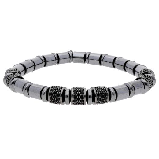 Pulsera Hematites Gris - Acero Liska Hombre MS020 Circonitas