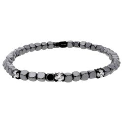Pulsera Hematites Gris - Acero Negro Liska Hombre MS015 Circonitas