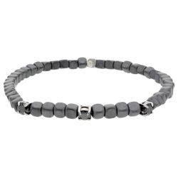Pulsera Hematites Gris - Acero Negro Liska Hombre MS015-N Circonitas Negras