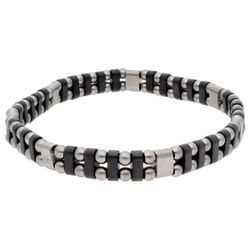 Pulsera Hematites Gris - Acero Negro Liska Hombre MS018 Liso