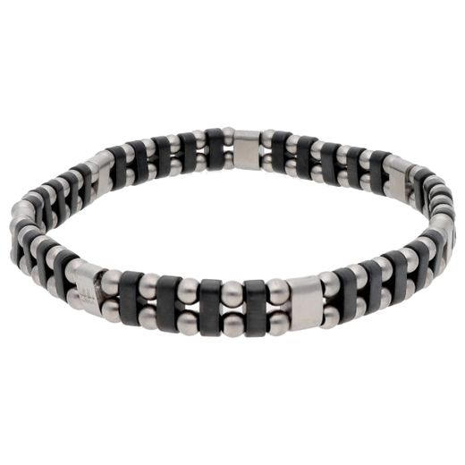 Pulsera Hematites Gris - Acero Negro Liska Hombre MS018 Liso