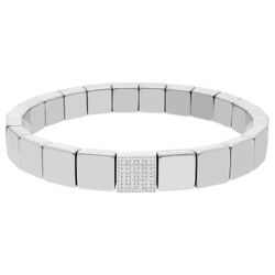 Pulsera Hematites Plateado- Acero Liska Hombre MS009 Circonitas