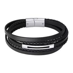 Pulsera Lotus Style Hombre LS2145-2/3 Piel Negra