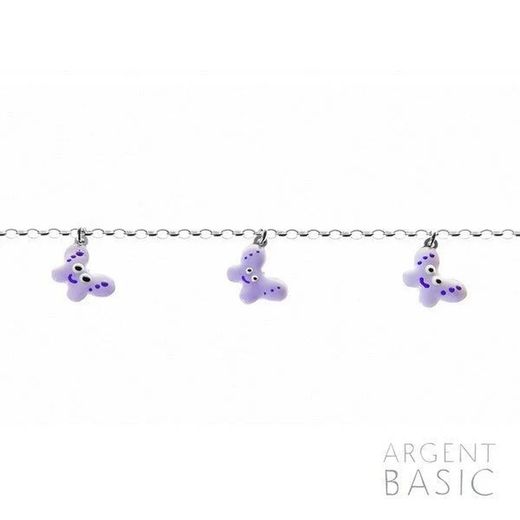 Pulseira infantil básica de prata Argent 16,5+2 cm PURF989 Borboletas
