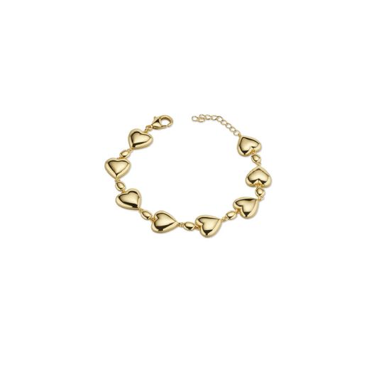 Pulsera Latón Dorado Sovrani Mujer J10505 Corazones En Brillo 18+3cm