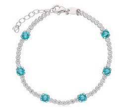 Pulsera Liska Plata Dorada LSW4400BR-T Cristales Turquesa
