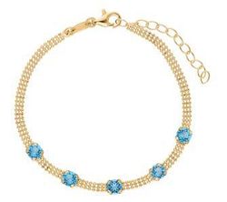 Pulsera Liska Plata Dorada LSW4401BR-DA Cristales Azules Claros