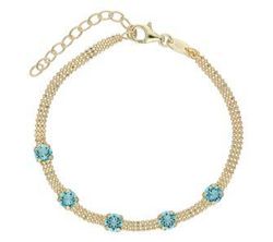 Pulsera Liska Plata Dorada LSW4401BR-DT Cristales Turquesas