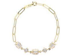 Pulsera Liska Plata Dorada LSW4411BR-D Eslabones Cristales Blancos