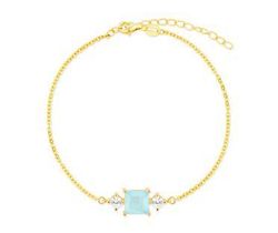 Pulsera Liska Plata Dorada MED390BR-AD Circonita Cuadrada Azul Bicolor Blanca