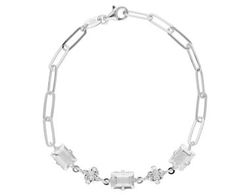 Pulsera Liska Plata LSW4411BR Eslabones Cristales Blancos