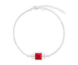 Pulsera Liska Plata MED390BR-R Circonita Cuadrada Roja Bicolor Blanca