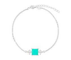 Pulsera Liska Plata MED390BR-V Circonita Cuadrada Verde Bicolor Blanca