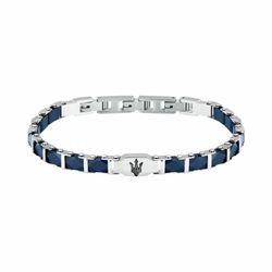 Pulsera Maserati Acero Bicolor Azul Hombre 18,5+3cm JM424ATZ45 Eslabones