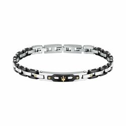 Pulsera Maserati Acero Bicolor Negro Hombre 18+3,5cm JM424AXU01 Eslabones