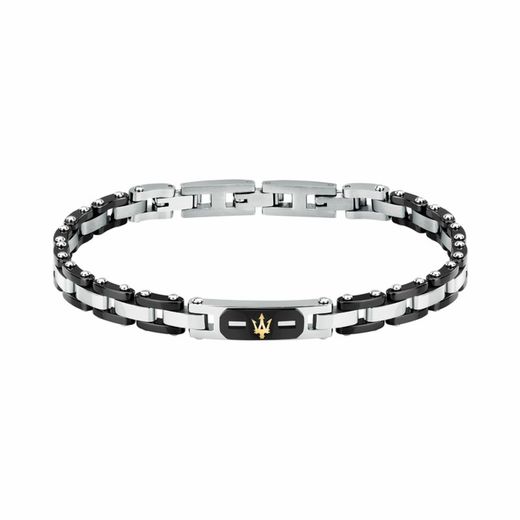 Maserati Men's Bicolor Black Steel Bracelet 18+3.5cm JM424AXU05 Links