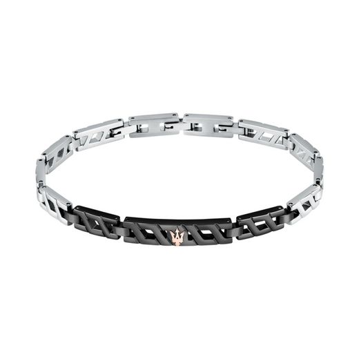 Maserati Men's Bracelet 18.5+3cm JM124AVD36 Two-Tone Steel Black