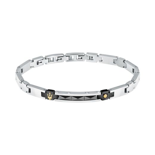 Maserati Men's Bracelet 18.5+3cm JM224ATZ35 Two-Tone Steel Black