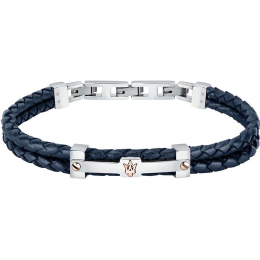 Pulseira masculina de couro azul Maserati JM422AVE10