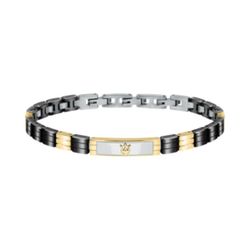 Pulsera Maserati JM221ATZ06 BR.SS+YG W/BLACK CERAMIC 22CM Multicolor Logo
