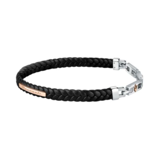 Pulseira Maserati JM222AVE01 J BR.RG&BK RECY.LEATHER 22,5 CM Preto