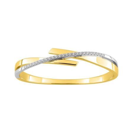 Pulsera Metal Chapado Oro Bicolor Blanco Argyor MRM Mujer (CH)133518.1 Aro Rígido C. Circonitas